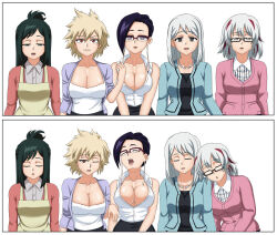 abridged-satoko apron before_and_after black_hair blonde_hair breasts cleavage closed_eyes clothed collar empty_eyes female_only femsub fuyumi_todoroki glasses green_eyes green_hair grey_eyes huge_breasts inko_midoriya large_breasts light_skin long_hair mika_jiro milf mitsuki_bakugo mother_and_daughter multicolored_hair multiple_girls multiple_subs my_hero_academia one_eye_open open_mouth purple_eyes red_eyes rei_todoroki resisting shirt short_hair sleep_command sleeping sleepy sweater white_hair