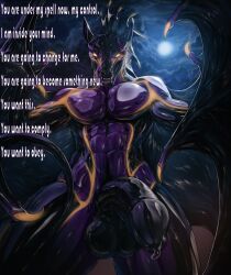  abs bat bat_boy claws corruption cum dragon_boy erection fangs furry glowing glowing_eyes latex looking_at_viewer male_only maledom manip muscle_boy night original penis pov pov_sub precum ribcaca_(manipper) rubber shiny_skin tanraak text valexexhaar_(character) wings yellow_eyes 