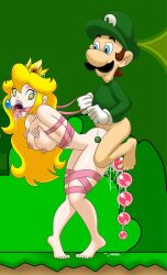 anal_beads blonde_hair bondage bottomless breasts crown drool femsub gloves jewelry luigi maledom manip nintendo nude pendulum pet_play princess princess_peach pussy_juice selrock sex_toy super_mario_bros. symbol_in_eyes tongue tongue_out topless vorp_(manipper)