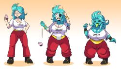 before_and_after blue_skin breast_expansion breasts bulma_briefs dragon_ball female_only femsub happy_trance hypnotic_food prinnydood sequence smile transformation