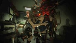  3d bare_shoulders boots bow_tie crossover dead_or_alive death female_only femdom femsub gloves jill_valentine leotard marie_rose nemesis_alpha nightmare_fuel opera_gloves parasite rermodv resident_evil resident_evil_3_remake screenshot small_breasts standing thigh_boots thighhighs vore 