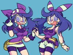  alternate_color_scheme alternate_costume alternate_hair_color blush breasts cleavage corruption drool dual_persona female_only femsub happy_trance hex_maniac hexification large_breasts may multiple_persona nintendo pokemon pokemon_omega_ruby_and_alpha_sapphire pokemon_ruby_sapphire_and_emerald pokemon_x_and_y purple_eyes purple_hair shenanimation spiral_eyes symbol_in_eyes twintails 