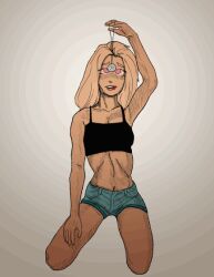  animated animated_gif blonde_hair blush breasts character_request female_only femsub happy_trance jean_shorts jeans jewelry lip_biting mizspiral necklace original pendulum pink_eyes self_hypnosis small_breasts solo spiral tagme 