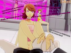 3d chie_satonaka femsub foot_focus footjob maledom mitsuru_kirijo naoto_shirogane ohnutt persona_(series) persona_3 persona_4 yukari_takeba