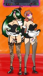 accord_(accord) bottomless breasts cat_ears cleavage dildo erect_nipples female_only femsub garter_straps gloves green_hair hair_covering_one_eye happy_trance high_heels holding_hands hypnotic_screen large_breasts long_hair maid multiple_girls opera_gloves orange_hair original orphan2 pussy pussy_juice ring_eyes sex_toy skirt skirt_lift smile standing symbol_in_eyes tech_control thighhighs twintails vibrator viltai_(viltai)