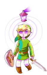  blonde_hair clothed drool elf_ears expressionless flame hypnotic_fire lantern link malesub nikuhy nintendo open_mouth purple_eyes shota spiral spiral_eyes sword symbol_in_eyes the_legend_of_zelda the_wind_waker toon_link 