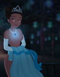 black_hair breasts brown_eyes crown dark_skin disney enigmawing femdom hypnotic_accessory hypnotic_clothing jewelry looking_at_viewer magic manip necklace pov pov_sub princess spiral suppas_(manipper) the_princess_and_the_frog tiana topless