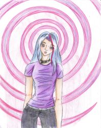 blue_hair collar empty_eyes expressionless female_only femsub hypnogoat666 long_hair solo spiral traditional