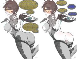  ass ass_focus blush breasts caption caption_only comic fatelogic female_only femdom hwd171_(manipper) hypnotic_ass large_ass large_breasts looking_at_viewer looking_back manip nipples open_clothes overwatch pov pov_sub short_hair sketch text thighhighs torn_clothes tracer western 