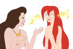 ariel bottomless breasts brown_eyes brown_hair disney female_only femdom femsub happy_trance hypnotic_audio hypnotic_music lipstick multiple_girls nipples nude open_mouth plsgts princess red_hair singing smile the_little_mermaid topless ursula vanessa_(the_little_mermaid) 