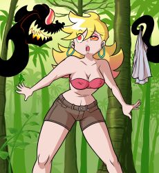  bra cleavage clothed erect_nipples erect_nipples_under_clothes ghost jungle keeper_of_pots open_mouth panty panty_and_stocking_with_garterbelt snake spiral_eyes undressing 