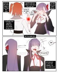  absurdres ahoge ashenmash bb_(fate/extra_ccc) before_and_after blush border breasts bugmenotencore_(manipper) closed_eyes clothed comic command_seal dialogue english_text eyebrows_visible_through_hair fate/extra fate/extra_ccc fate/grand_order fate_(series) female_only femdom femsub glowing hair_ribbon humor hypnotic_magic hypnotic_tattoo long_hair manip multiple_girls open_mouth orange_hair purple_hair ribbon ritsuka_fujimaru_(female) scrunchie shrunken_irises side_ponytail tears text unhappy_trance uniform 