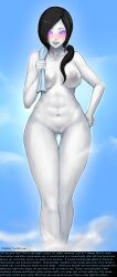 black_hair bottomless breasts femdom glowing glowing_eyes licking looking_at_viewer manip nintendo nude pale_skin ponytail pov pov_sub pubic_hair razalor reversed1_(manipper) spiral_eyes steam sweat symbol_in_eyes text topless towel wii_fit wii_fit_trainer