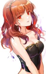 alternate_costume aura blush breasts celica_(fire_emblem) cleavage corruption corset duma_(fire_emblem) eye_color_change femsub fire_emblem fire_emblem_echoes fire_emblem_gaiden maledom nintendo orange_hair ormille possession red_eyes simple_background underwear white_background