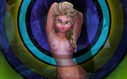 armpits arms_above_head bare_breasts bare_shoulders blonde_hair bottomless braid breasts collarbone disney female_only femdom frozen hourglass_figure hypnotic_eyes kaa_eyes large_hips long_hair looking_at_viewer manip midriff monster_girl naga_girl navel nude pechi pov pov_sub princess queen queen_elsa ring_eyes small_breasts smug snake_girl suppas_(manipper) thick_thighs thighs topless