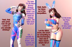 3d before_and_after bell bimbofication brain_drain breasts brown_hair bunny_ears collar d.va dialogue fake_breasts femsub huge_breasts large_lips overwatch small_breasts text ultspd