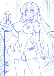  aoi_tabane bangs barcode bare_shoulders collar dildo drool empty_eyes erect_nipples expressionless face_paint female_only femsub gloves kouyoku_senki_exs-tia large_breasts leotard long_hair marina_katsuragi monochrome nipple_piercing nipples opera_gloves pad_lock piercing pussy_juice signature sketch solo standing sweat tattoo thighhighs topless trembling vaginal vibrator waitress 