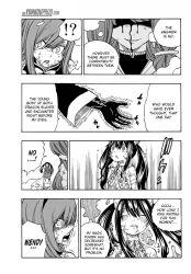  blood body_swap comic erza_scarlet fairy_tail female_only femdom femsub greyscale irene_belserion long_hair possession spoilers text twintails wendy_marvell 