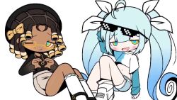  black_skin blue_hair blush candi_(hypnosync) dazed female_only femsub glasses happy_trance hypnosync kaa_eyes long_hair seiro tagme twintails video 