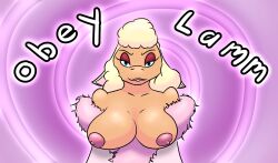 alexander717 breasts erect_nipples furry hypnotic_spiral large_breasts ms._lamm_(alexander717) original sheep_girl text