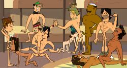 absurdres alankaalover_(manipper) anal black_hair blonde_hair bottomless brown_hair chris_mclean_(total_drama) cody_anderson_(total_drama) cum dazed dj_(total_drama) drool duncan_(total_drama) erection ezekiel_(total_drama) fellatio geoff_(total_drama) group_sex justin_(total_drama) kaa_eyes long_hair male_only maledom malesub manip multiple_boys multiple_penises multiple_subs noah_(total_drama) nude open_mouth oral orgy penis sex short_hair topless total_drama trent_(total_drama) tyler_(total_drama) western yaoi