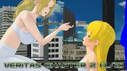 3d blonde_hair blue_eyes clothed english_text evelyn_fox_(veritas) female_only femdom femsub gym gym_uniform lauren_(veritas) long_hair multiple_girls panties text underwear veritas zenin1