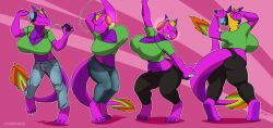  ass_expansion blonde_hair breasts clothed dancing dragon furry futanari glowing headphones hypnotic_audio hypnotic_music jabber large_ass large_breasts large_hips malificus music scales transformation 
