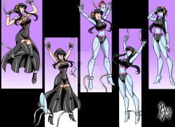  arms_above_head bare_legs before_and_after black_background black_eyes black_hair female_only femsub fingerless_gloves gloves glowing_eyes gradient_background hair_band hairband high_heels kim_possible_(series) kyo-domesticfucker long_hair mask midriff open_mouth red_eyes restrained robotization saluting signature simple_background spy_x_family standing standing_at_attention tech_control the_bebes thigh_boots yor_briar 