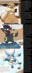  allbadbadgers animal_transformation ass_expansion comic eevee femsub furry glaceon glasses nintendo phone pokemon spiral_eyes text transformation transgender umbreon 