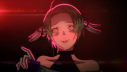 alien crossed_eyes enemy_conversion glowing_eyes gnosia green_hair parasite screenshot stella_(gnosia) tagme