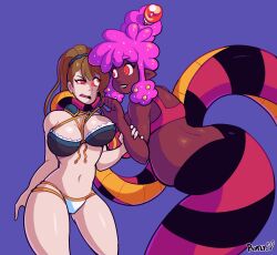  animated animated_eyes_only animated_gif beatrix_(granblue_fantasy) bikini breasts brown_hair chubby dark_skin female_only femdom femsub granblue_fantasy huge_breasts hypnotic_eyes kaa_eyes large_breasts lipstick monster_girl multiple_girls naga_girl original pink_hair psyfly red_eyes resisting ring_eyes snake_girl sugar_(psyfly) undressing wide_hips yuri 