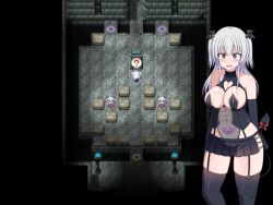  animated arms_behind_back aware body_control demon demon_girl exhibitionism femsub leggings long_hair nipples orgasm pussy silver_hair sound spread_legs succubus tail twintails video video_game 