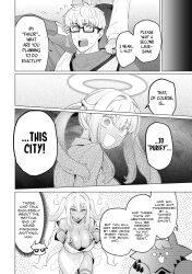  amona_jeane angel angel_girl clothed comic demon demon_girl dialogue english_text femsub ghost ghost_girl glasses greyscale halo i'm_dating_a_dark_summoner imp_(idads) l-ko_(idads) lavie_(idads) leaning_forward looking_at_viewer multiple_girls nail_polish naughty_face naughty_smile official official_art possession priest robot robot_girl roni_gardihaus shaoh speech_bubble sweat tan_skin text tongue tongue_out 