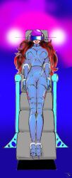 antenna bodysuit bondage breasts expressionless femsub large_breasts long_hair red_hair tech_control traditional
