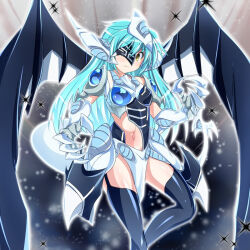 armor blue_hair corruption empty_eyes expressionless femsub long_hair malefic_stardust_dragon monster_girl stardust_dragon wings yellow_eyes yu-gi-oh! yu-gi-oh!_5d&#039;s