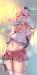 androgynous astolfo_(fate/grand_order) blush braid bulge crossdressing cum cum_in_clothing drool earrings erection fate/apocrypha fate/grand_order fate_(series) femboy glowing glowing_eyes heart heart_eyes jewelry long_hair male_only malesub navel_piercing necklace ni_crying open_mouth penis piercing pink_hair school_uniform symbol_in_eyes thighhighs trap
