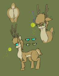 animals_only ass blue_eyes brown_hair cyl4s dazed deer_girl drool empty_eyes green_eyes hooves horns my_little_pony non-human_feet original