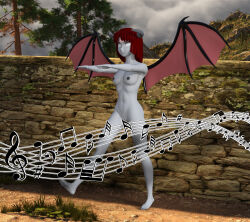 3d bare_legs breasts demon_girl feet female_only femsub grey_skin horns hypno-tato hypnotic_audio hypnotic_music lilith_gremory_(lillygremory) nude original pussy red_hair spiral_eyes succubus tail unhappy_trance wings zombie_walk