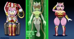 altered_common_sense alternate_costume amy_rose ass breast_expansion dc_comics empty_eyes expressionless eyeshadow femsub flashpointgear furry hedgehog_girl latex lipstick looking_at_viewer nude open_mouth saluting sonic_the_hedgehog_(series) standing wonder_woman