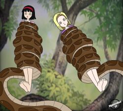 android_18 black_hair blonde_hair disney dragon_ball dragon_ball_super feet femsub hypnobot771 kaa kaa_eyes short_hair snake the_jungle_book videl