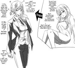  altered_common_sense before_and_after blonde_hair blush breasts business_suit butler confused crossdressing dazed denial femsub giu_giu long_hair masculinization original resisting short_hair text tomboy unaware 
