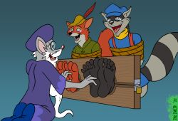 barefoot beard bondage cap feet fox_boy furry glasses hat irkingir laughing maledom malesub raccoon_boy rat_boy robin_hood robin_hood_(disney) rope sly_cooper sly_cooper_(series) spiralwash_eyes tears tickling