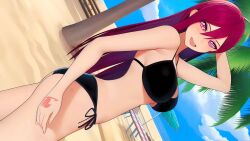  3d animated animated_eyes_only animated_gif breasts erza_scarlet fairy_tail female_only femsub happy_trance ivatent large_breasts long_hair red_hair spiral_eyes swimsuit symbol_in_eyes 