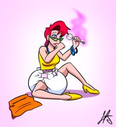 age_regression diaper femsub ghostbusters glasses happy_trance high_heels janine_melnitz necklace possession rattle red_hair the_real_ghostbusters theliljdude thumb_sucking