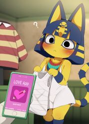 animal_crossing ankha_(animal_crossing) cat_girl dagasi femsub furry phone tech_control