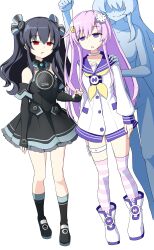 absurdres bare_shoulders black_hair coin dazed dress empty_eyes etlabsotwe expressionless female_only femdom femsub gloves hair_ribbon hairpin hyperdimension_neptunia long_hair nepgear open_mouth opera_gloves pendulum purple_eyes purple_hair red_eyes ribbon shoes skirt small_breasts smile socks standing thighhighs twintails uni