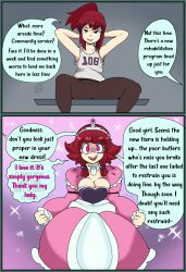 aware before_and_after breasts cleavage comic crown dialogue faetomi female_only femdom feminization femsub happy_trance jewelry large_breasts nyx_(faetomi) open_mouth original princess princessification resisting short_hair smile text