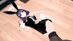  3d airmotor blue_eyes blue_hair bow_tie bunny_girl bunnysuit clothed collar empty_eyes eye_roll fake_animal_ears fake_tail femsub fishnets grey_hair hair_clips hair_ornament hana_uzaki heavy_eyelids high_heels human_furniture kneehighs leotard mai_sakurajima marin_kitagawa mmd my_dress-up_darling pantyhose petrification rascal_does_not_dream_of_bunny_girl_senpai short_hair statue tights uzaki-chan_wants_to_hang_out! 