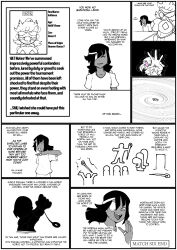  ball_gag black_hair blindfold breasts closed_eyes clothed dark_skin dialogue drool english_text eyepatch faetomi femsub gag hair_covering_one_eye maledom mole nude original pasties simple_background text transformation white_background 