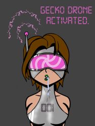drone dronification drool english_text femsub gecko_girl_(isankura) isankura original robot_girl robotization super_hero tech_control text visor